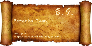 Beretka Iván névjegykártya